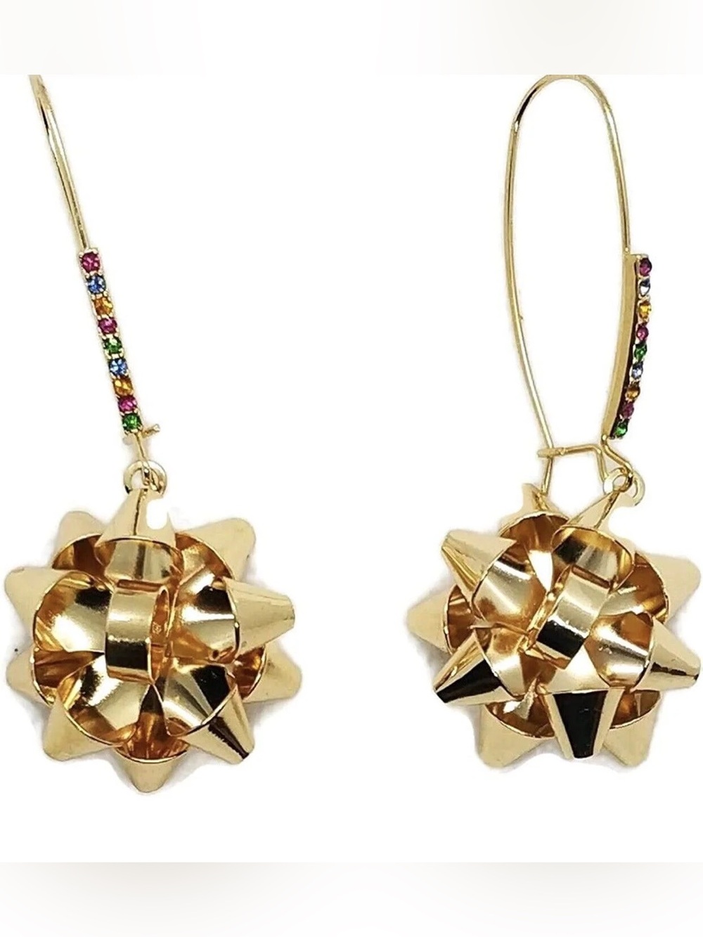 NWT Betsy Johnson Gold Christmas Bow Earrings
